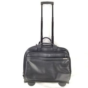 Dilana Black Leather Rolling Travel Bag Luggage